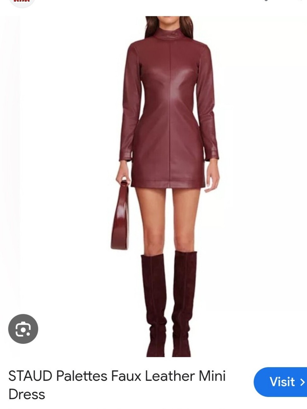 STAUD Palettes Faux Leatger Mini Dress Size 0
